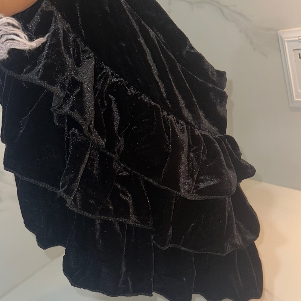 Chaser Black Velvet Ruffle Skirt